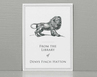 Personalized Bookplate with Lion, Custom Bookplates