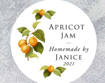 Personalized Classic Apricot Circle Label, 2" Round Apricot Jam Round Labels