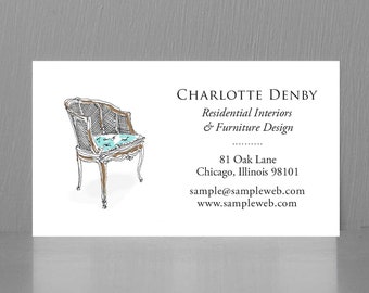 Interior Design Business Card, Card with French Chair