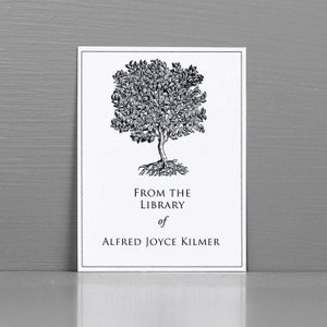 Classic Bookplate with Vintage Grey  Tree Illustration, Teacher's Gift