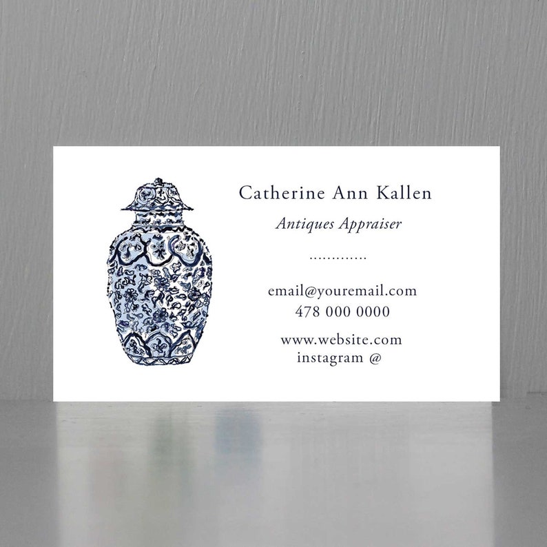 Blue and White Ginger Jar Business Card image 1