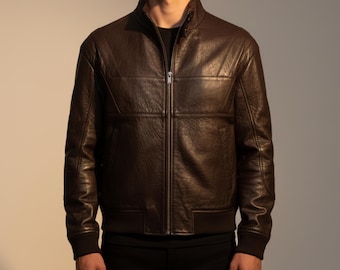 Brown Bomber Jacket Men's Real Leather A2 Flight Jacket