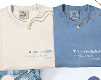 Custom Fiancé & Fiancée Shirt, Personalized Boyfriend to Fiancé Tee, Future Mr and Mrs Engagement Gift, Couple Matching Engagement Shirts
