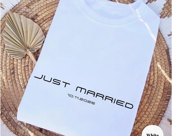 Just Married Comfort Colors Shirt, Custom Date Honeymoon Tee, Newlywed Couple Shirts, Personalized Wedding Gift