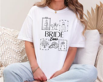 Custom Bride & Bridesmaid Shirts Comfort Colors — Personalized Bridal Party Tees,Maid of Honor Gift,Wedding Party Outfit,Bachelorette Shirt