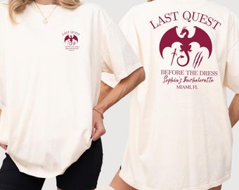 Last Quest vrijgezellenshirt, schoolse bruid Fantasy-T-shirt, middeleeuws Castlecore-ontwerp, bijpassende Bach-set, comfortabele kleuren