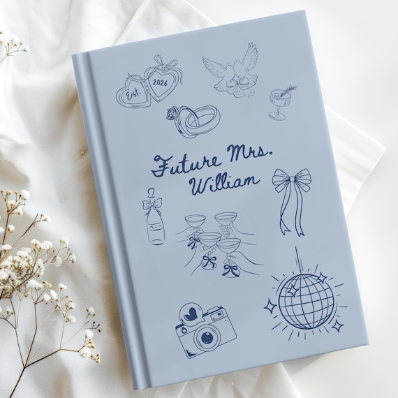 Custom Bride Journal Hardcover, Future Mrs Notebook with Name, Personalized Wedding Planning Book, Engagement Gift for Bride to Be