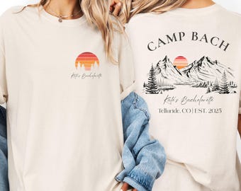 Camp Bachelorette Shirt, Custom Mountain Bride Tee, Hiking Bach shirt, Lake Trip Bachelorette