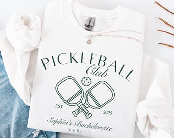 Sudadera del club de Pickleball, cuello redondo de Pickleball personalizado, suéter del club social de Pickleball, regalo de Pickleball personalizado para ella
