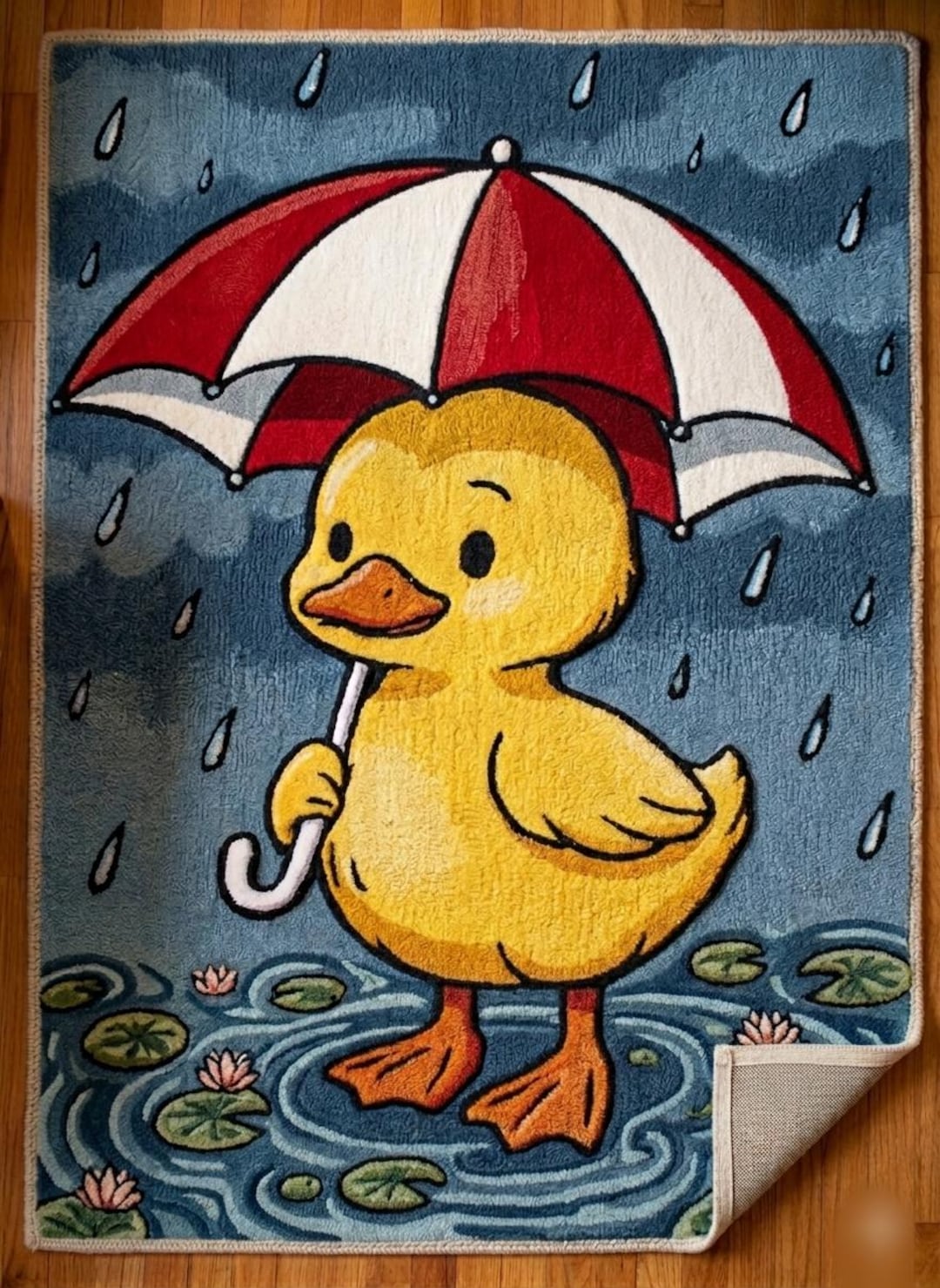 Tufted Duck Rug With Umbrella | Cartoon Animal Kids Room Accent Rug - Etsy
