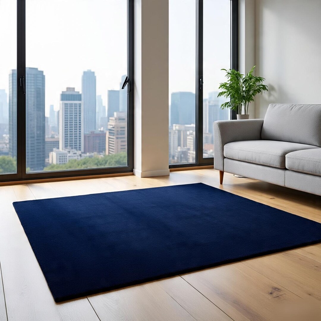 Solid Blue Rugs Abstract Minimalism in Living: the Solid Deep Cobalt Blue Rug - Etsy