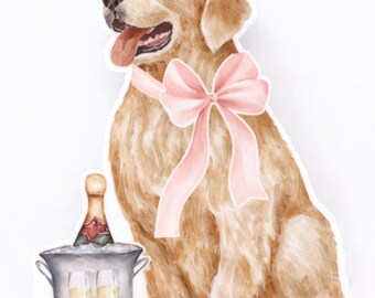 Golden Retriever Champagne Cocktail Sticker | Dog Lover Gift | Tipsyish