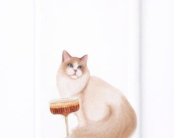 Himalayan Cat Kitchen & Bar Towel – Cat with Espresso Martini | Funny Cat Decor | Gift for Pet and Cocktail Lovers