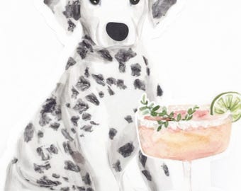 Sweet Dalmatian Cocktail Vinyl Sticker – Waterproof & Playful Pet Art