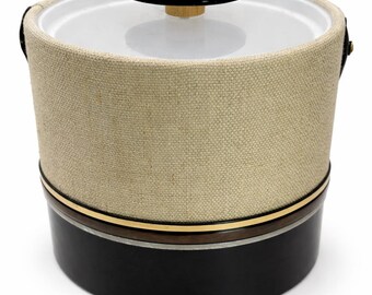 Vintage Georges Briard Ice Bucket | Mid Century Barware | Linen Ice Bucket | Retro Bar Cart Decor | Designer Cocktail Bucket