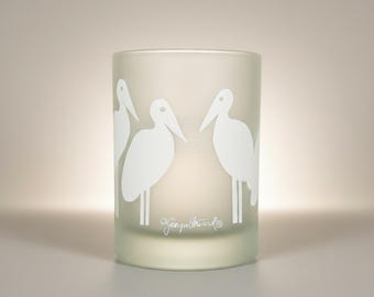 Vintage Georges Briard Old Fashioned Glasses Set of 2, Frosted White Bird Rocks Glasses, Mid Century Modern Barware, Whiskey Glasses