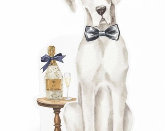 Great Dane Champagne Vinyl Sticker | Watercolor Dog Cocktail Sticker | Waterproof Glossy Decal