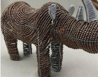 Copper/Silver Colored Rhino Bead & Wire Art Work