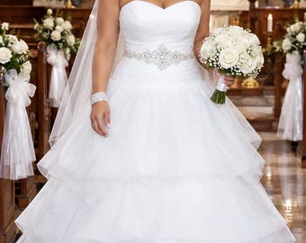 David’s Bridal wedding dress, Oleg Massini, Strapless, Brand New W/ Tags. Tulle