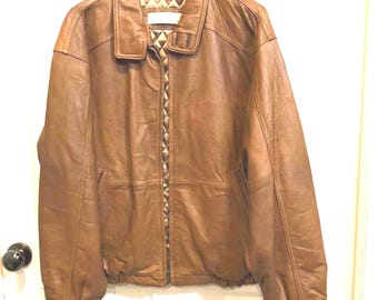 Perry Ellis Men’s Leather Bomber Jacket sz Med
