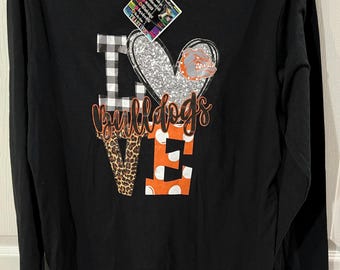 Soft Bella Canvas long-sleeve tee with bold 'LOVE' graphic