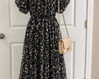Bila-77 Blue Flora Midi Dress Sz Med