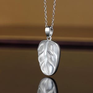 Natural Ice Albite Jade Leaf Silver Pendant