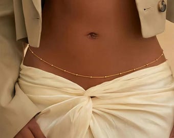 Gold Color Flat Snake Chain Boho Waist Belly Chain