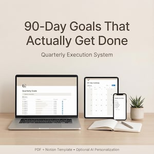 Quarterly Goals System | 90-Day Execution Framework PDF + Notion Template