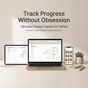 Ultimate Fitness Tracker for Notion | AI Progress Assistant | Workout Log, Body Stats & Progress Photos