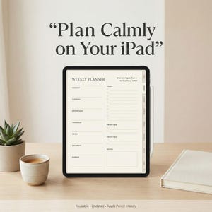 Minimalist iPad Organizer | Digital Planner for GoodNotes & PDF | Weekly Daily Goals Notes