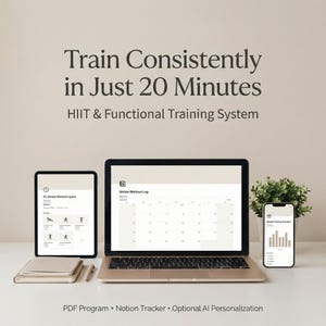 20-Minute Training System | AI HIIT & Functional Workouts PDF + Notion Fitness Tracker