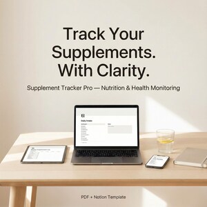 Supplement Tracker Pro | Nutrition & Health Monitoring PDF + Notion Template