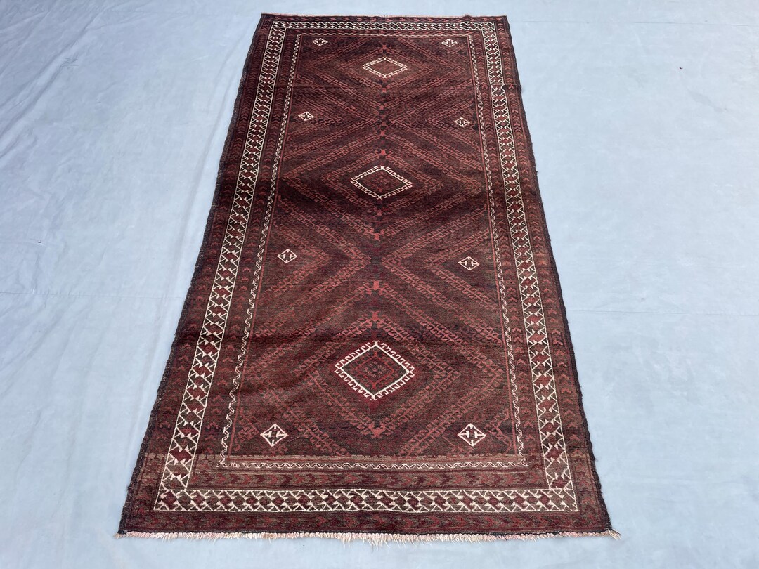 3x7 Authentic Vintage Afghan Baluchi Rug – Hand-knotted Tribal Wool ...