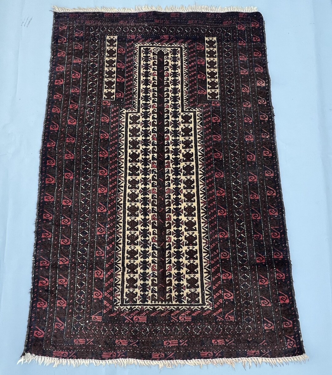 3 X 5 Ft Vintage Afghan Baluchi Prayer Rug, Geometric Rug, Hand Knotted ...