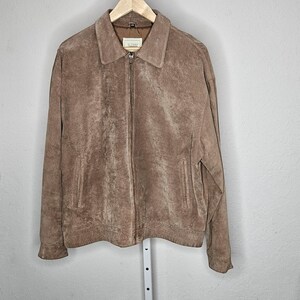 Vintage Men's JS Meier Brown Suede Leather Bomber Jacket Zip Front Size 42 Reg