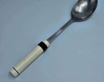 Cuchara de servir Pedrini Italy Vintage de acero inoxidable con mango redondo para crema, estilo mediados de siglo.