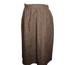 Jupe mi-longue texturée marron Country Suburbans vintage fabriquée aux États-Unis ILGWU taille Sm