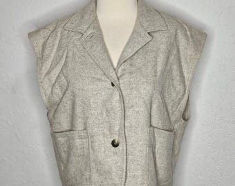 vintage Evan Picone laine et mohair gilet blazer minimaliste taupe surdimensionné taille 8