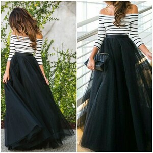 floor length black tulle skirt
