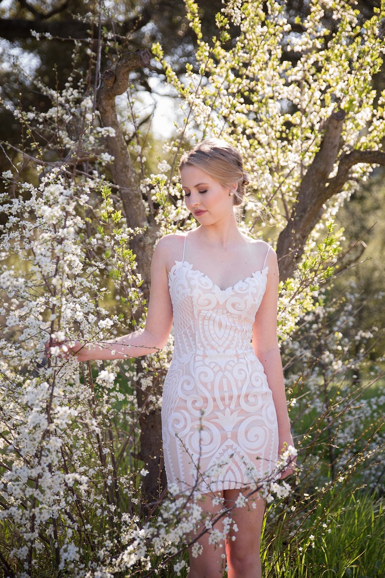 blush rehearsal dinner dress