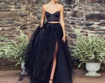 Rush order - Floor length Tulle Skirt with slit, high slit, Extra Full Skirt- Ivory Tulle Skirt,Tulle skirt, Tutu, Bridesmaid dress,