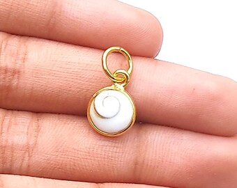 18K Gelbgold Shiva Auge Charm Anhänger - Natürlicher Edelstein