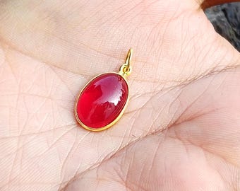 Handmade 18k Gold Ruby Charm Pendant, Natural Gemstone