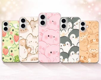 Kawaii Animal Phone Case - Frog Cat Pig Penguin Bear Cover for iPhone, Samsung, Pixel, Huawei