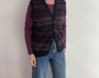 Gilet vintage in lana Shetland Fair Isle anni '50/'60 – Maglia Irlanda Boston di Filene – Unisex M/L