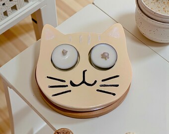Cute Cat Tealight Holder | Valentine's & Christmas Gift for Cat Lover |