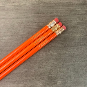 i love science engraved pencil set of 3 in orange persimmon. back to school pencils image 3