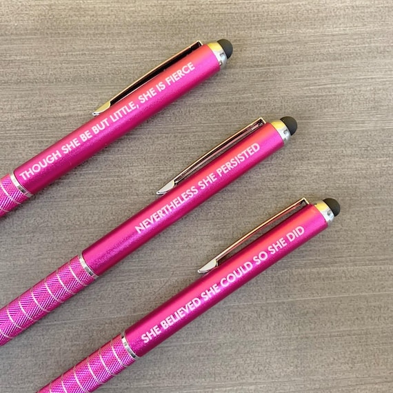 Girl Power Pen Set Stylus Pen Set of 3. Black Ink Inside