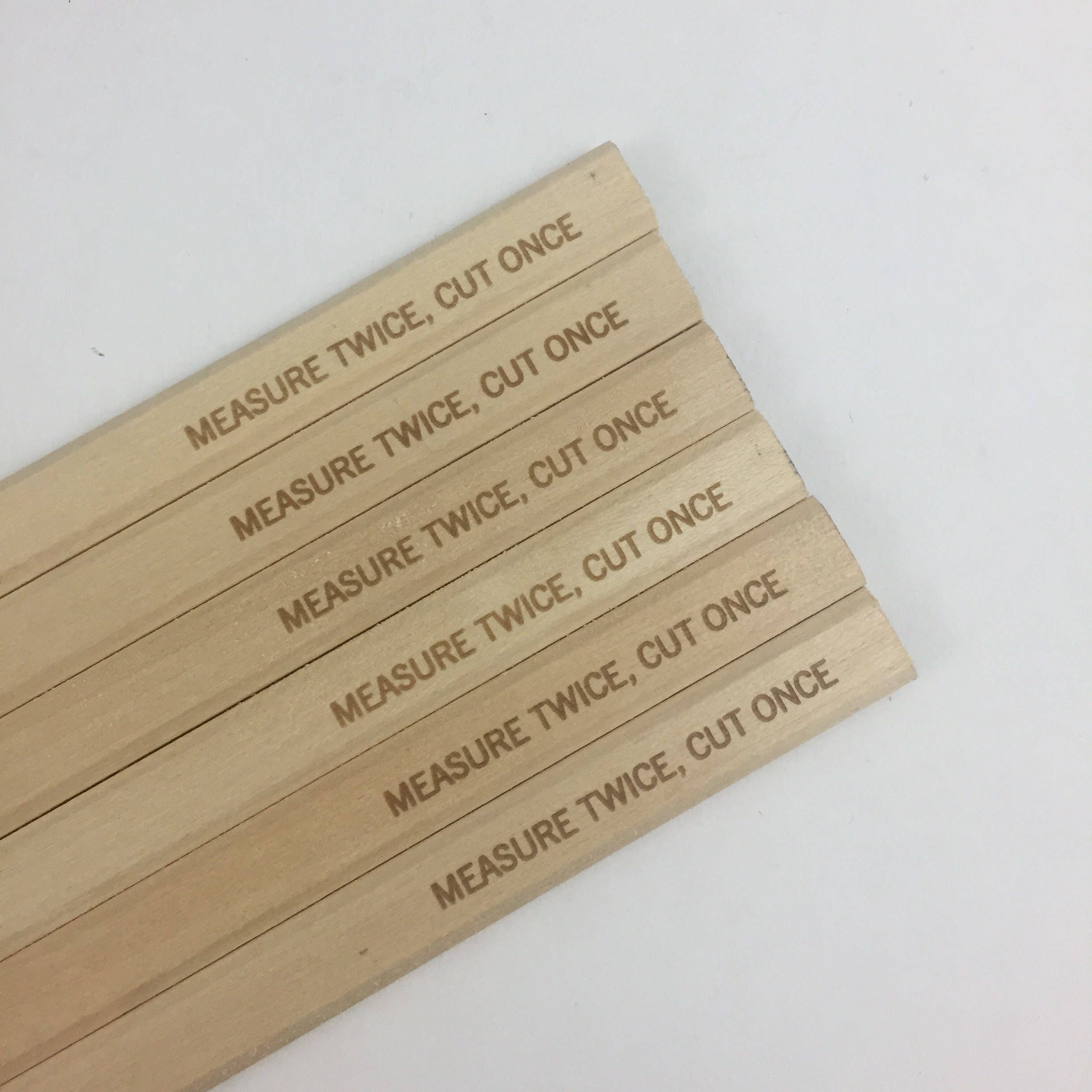 Mesurez Deux Fois Coupé Une 6 Six Crayons de Charpentier Gravés. Bois Naturel. Fête Des Pères